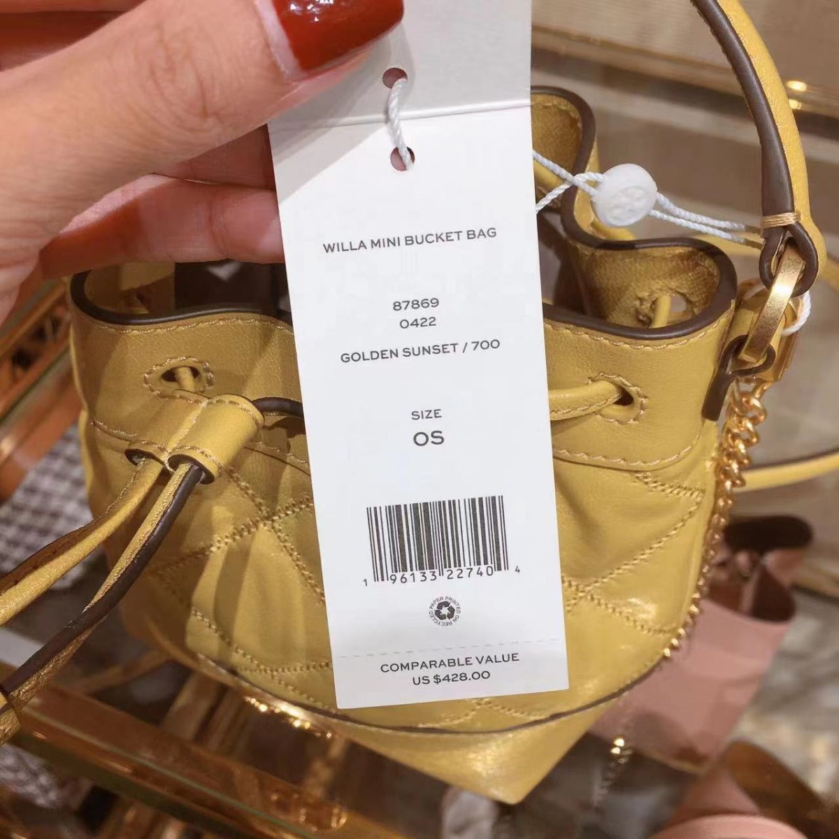 Tory Burch 87869 0422 Willa Mini Drawstring Bucket Shoulder Bag Golden Sunset 196133227404 Tory Burch 87869 0422 Willa Mini Drawstring Bucket Shoulder Bag Golden Sunset 196133227404